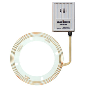 Patented flat flexible sensor mounts on closet flange outside of wax ring-Leak detection capability on both top and bottom of sensor-Sensors in bottom of alarm housing for floor monitoring-24 inch of sensor lead wire to allow alarm housing positioning