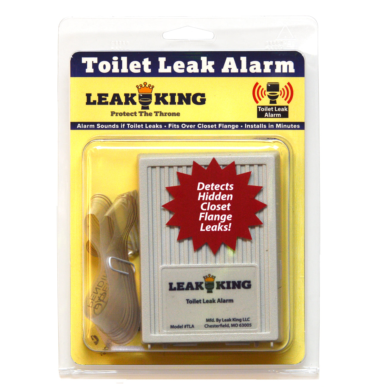 The Toilet Leak Alarm is water leak alarm system for the often, and very costly toilet ring (closet flange) type water leaks as well as and other types of leaks that are hidden out of site and under or around the toilet.